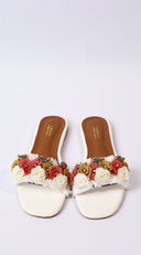 Handcrafted Floral Fringe Slides Sandals