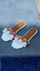 Handcrafted Floral Fringe Slides Sandals